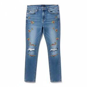 Lucky Brand ‎ Floral Embroidered Ankle Jeans Size 2